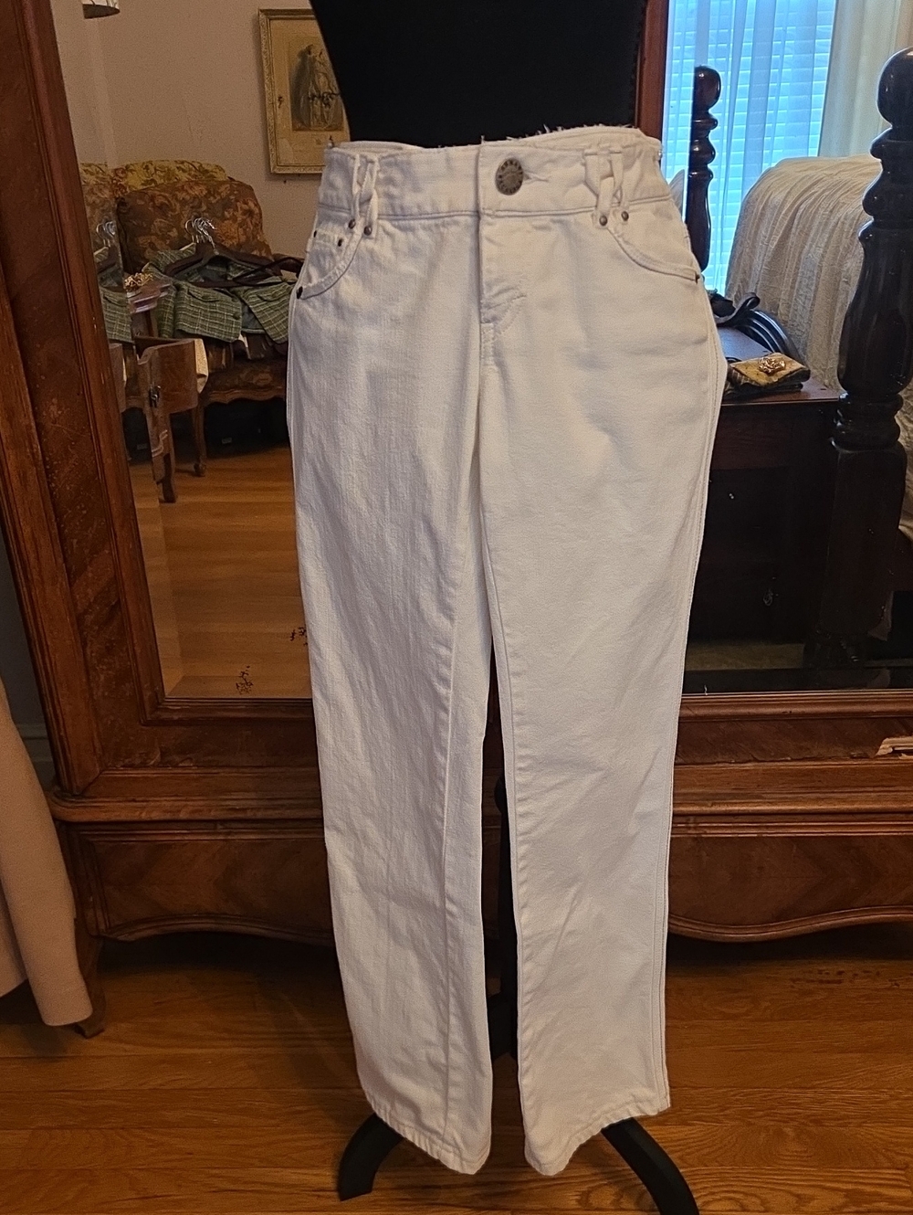 Armani Exchange Women's White Straight-Leg Low Rise Jeans